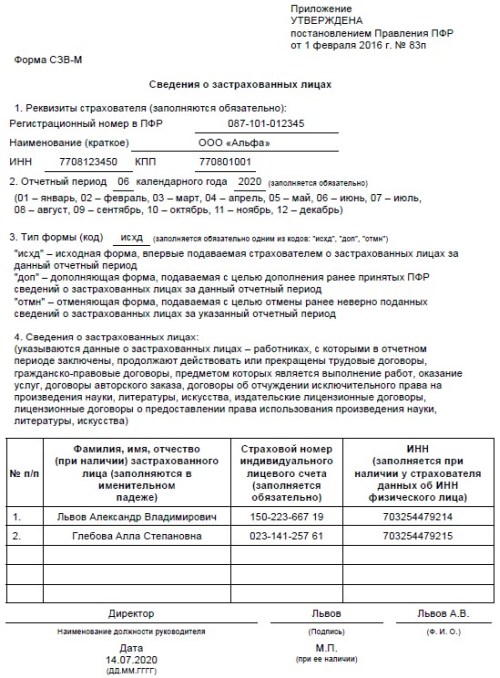 Возражения на акт пенсионного фонда по сзв м образец заполнения
