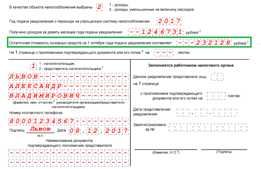 Уведомление о переходе на упрощенку образец