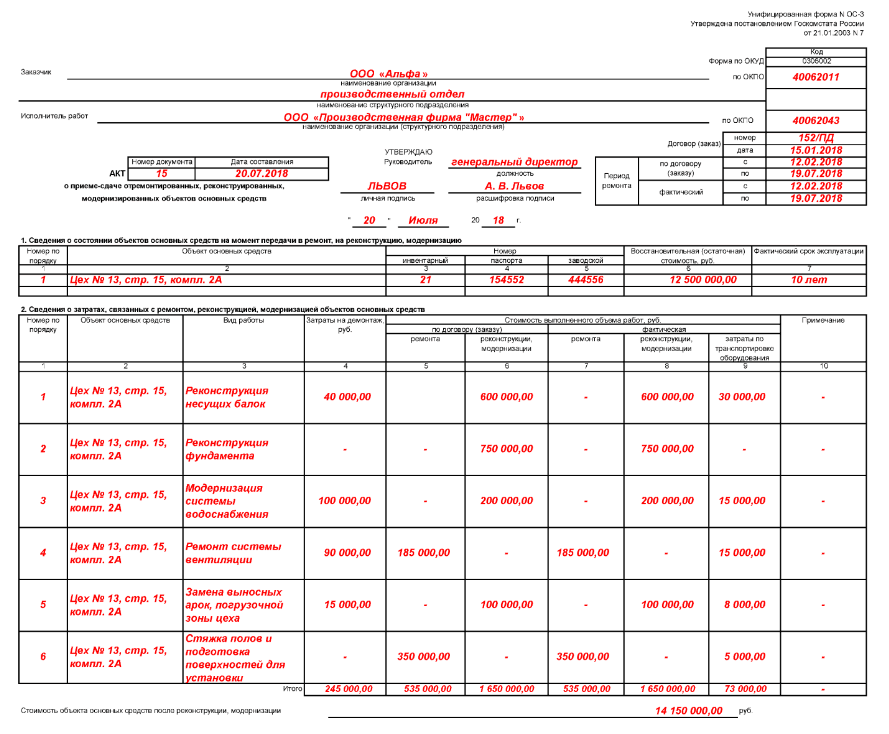 В пункте 3 акта. Форма ОС-3. Форма ОС-3 образец. Акт форма ОС-3 образец. Акт модернизации основного средства.