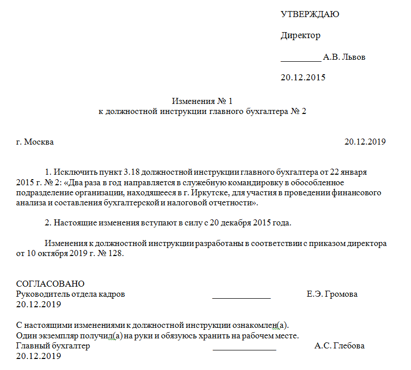 Документ о дополнении и изменении