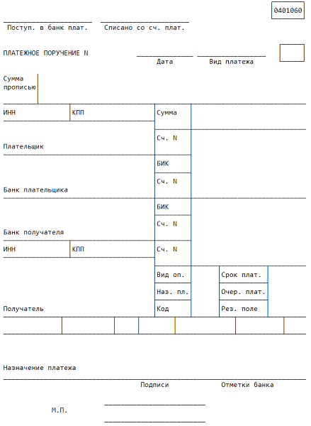 Платежное поручение образец заполнения 2022