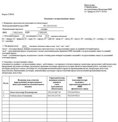Образец сзв м за февраль 2019 Образец сзв м за февраль 2019