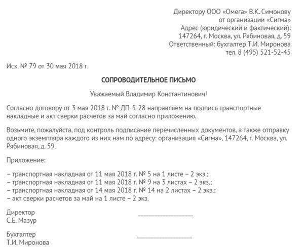 Сопроводительное письмо к отправке документов образец